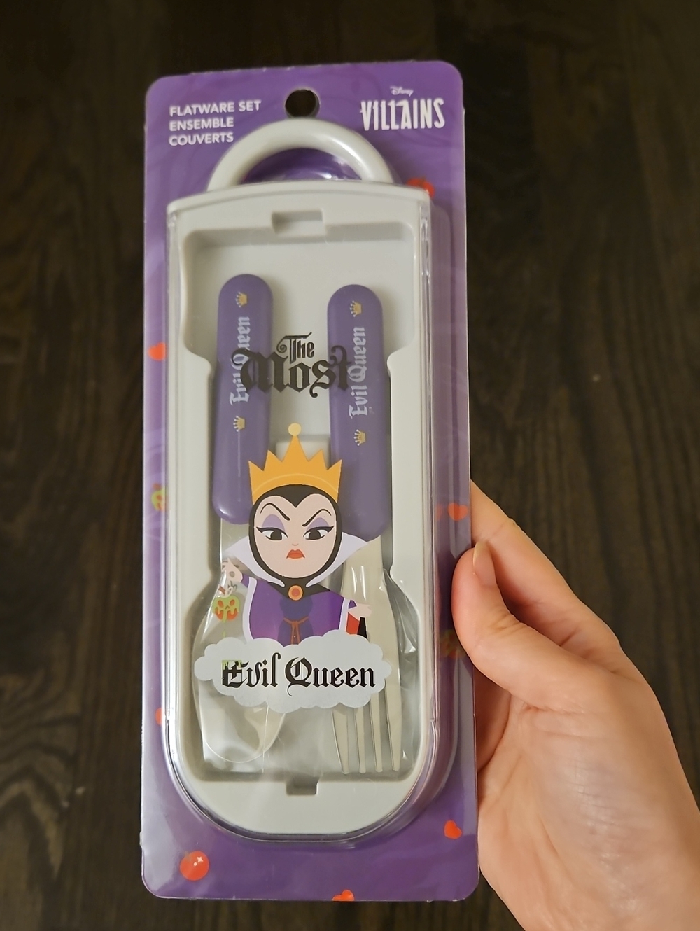 New Disney Villains Evil Queen Kids Stainless Steel Flatware Set - Purple